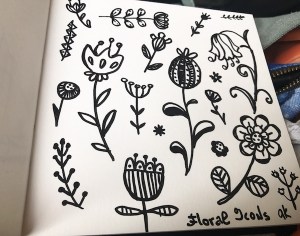 flower doodles green rain art