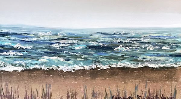 green rain art ocean soft pastels