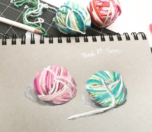 yarn green rain art colored pencils
