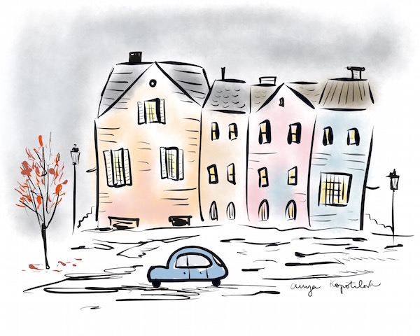 autumn city greenrainart