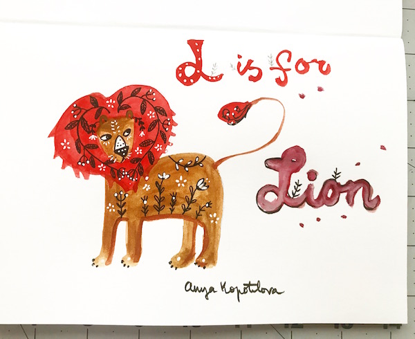 greenrainart folk lion