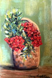 Mountain Ash pastel painting green rain art