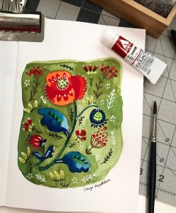 poppy folk art greenrainart