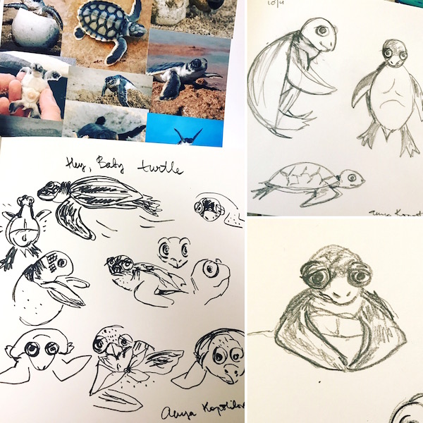 sketching a turtle green rain art