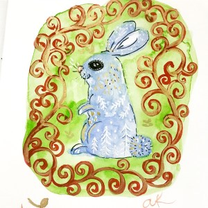 bunny folk sketch greenrainart
