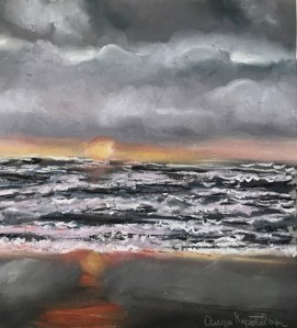 hug point sunset soft pastel greenrainart