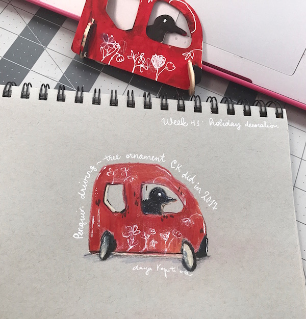 handmade ornament sketch greenrainart